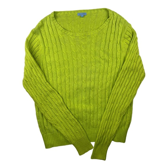 J. McLaughlin Women's Melon Green Cable-Knit Sweater In Size M - Picture 1 of 5